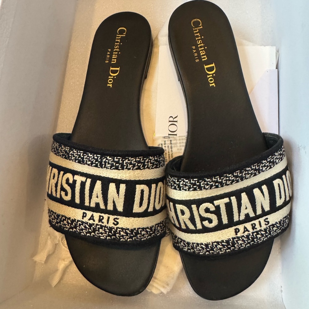 Dior Black and Cream Sandals with Luxurious Strap Design